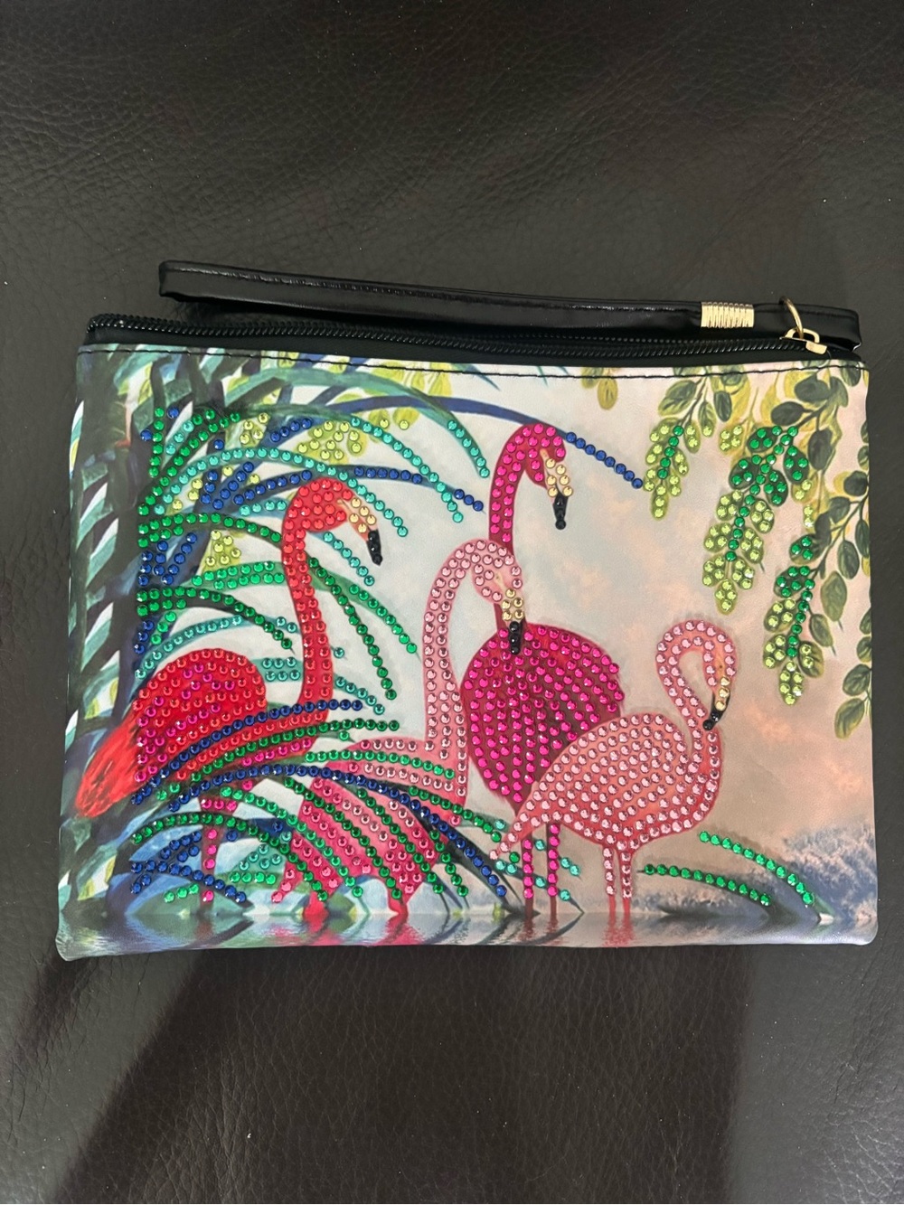 Hand Crafted Pink Flamingo Wristlet Wallet (sealed) - Picture 3 of 6